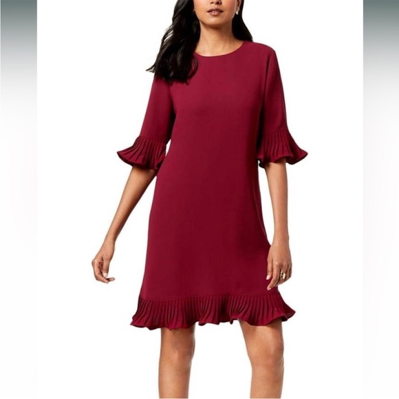 Macy’s Alfani Berry Wine Size 14 Dress with Sleeves - Picture 1 of 7